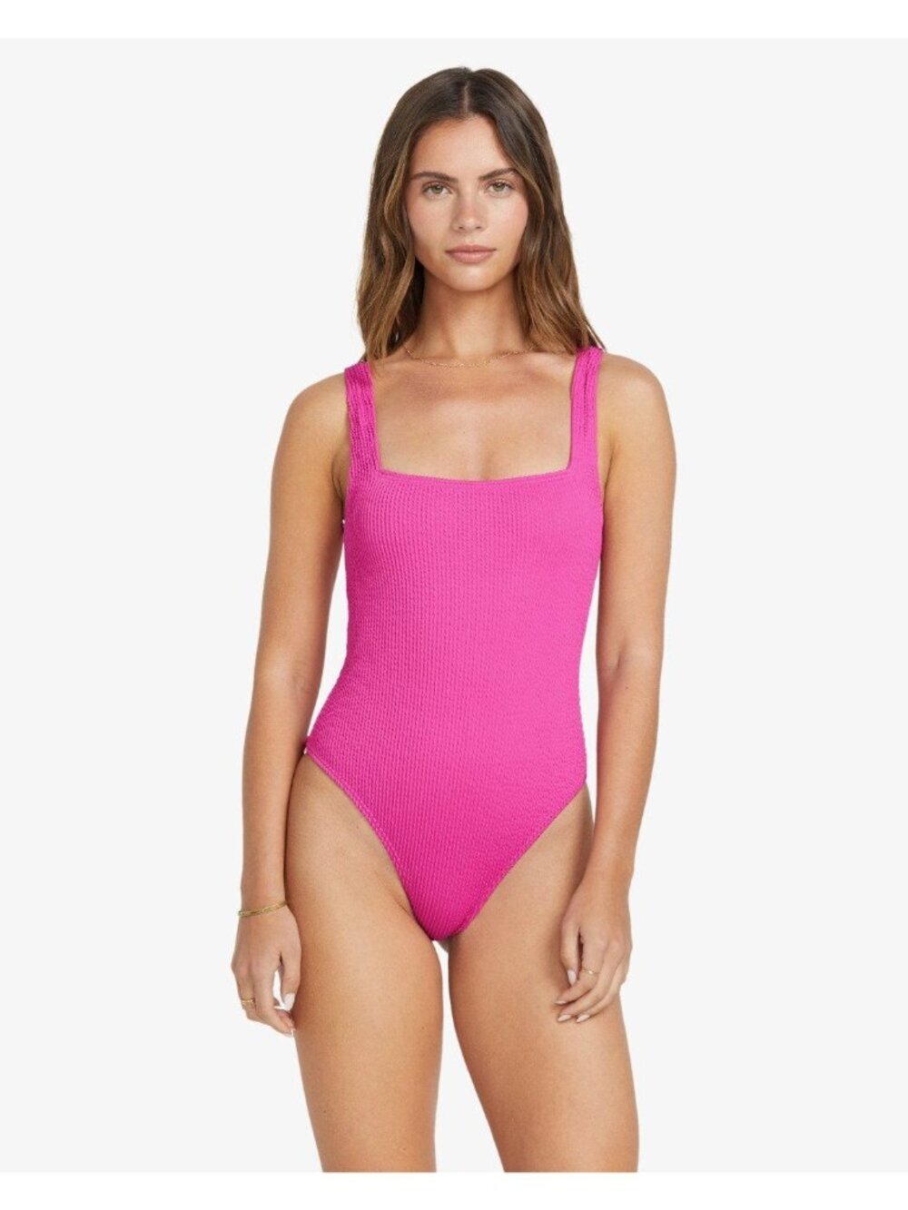 NWT BILLA BONG Summer High Square Neck One-Piece Pink Bathing Suit Medium